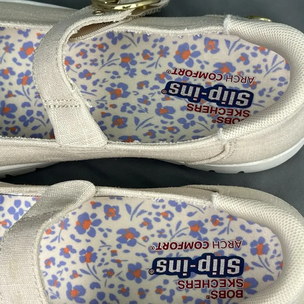Skechers BOBS Arch Comfort Sunfest Easy Charm Mary Jane Women’s 6 Natural